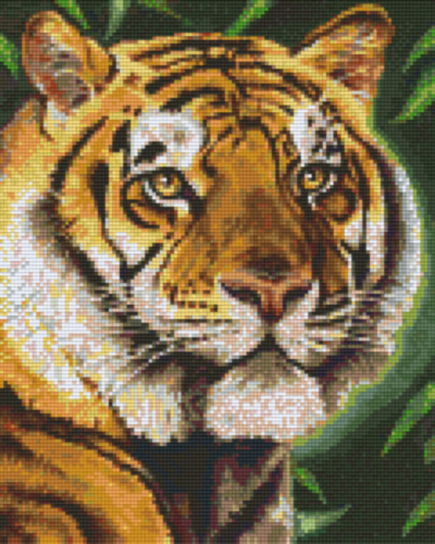 Tiger Head In Grass Nine [9] Baseplate PixelHobby Mini-mosaic Art Kit image 0